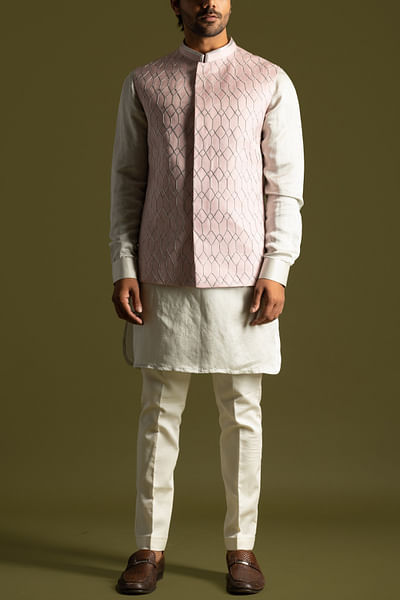 Dusty pink Nehru jacket and kurta set