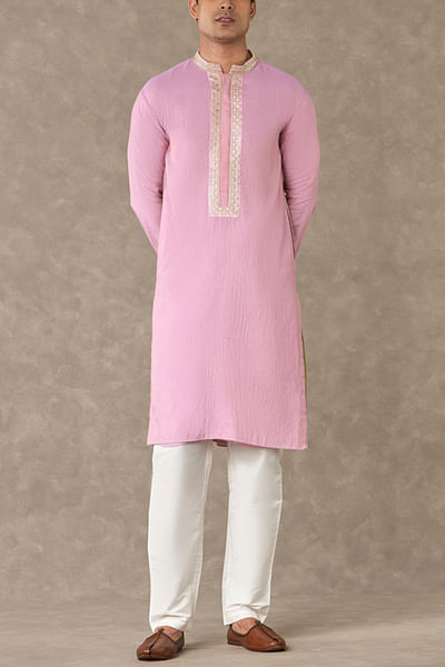 Dusty pink sequin embellished kurta