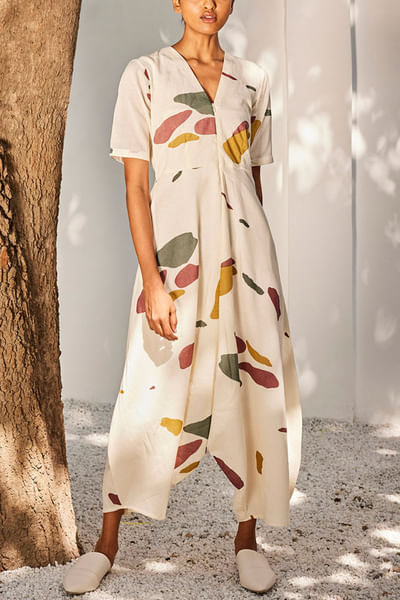 Ecru terracotta print jumpsuit