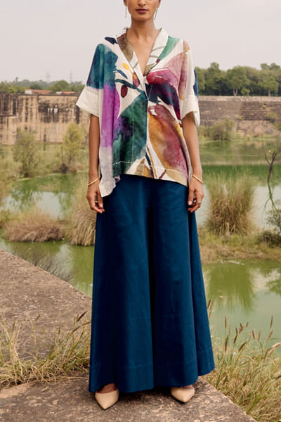 Electric blue floral print co-ords