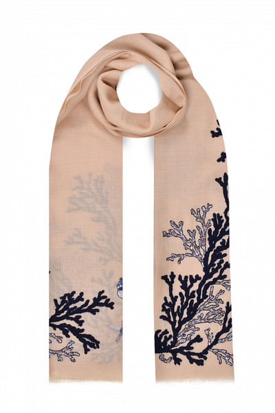 Embroidered cashmere wrap