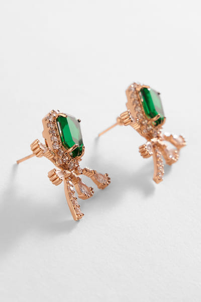 Emerald green cubic zirconia earrings