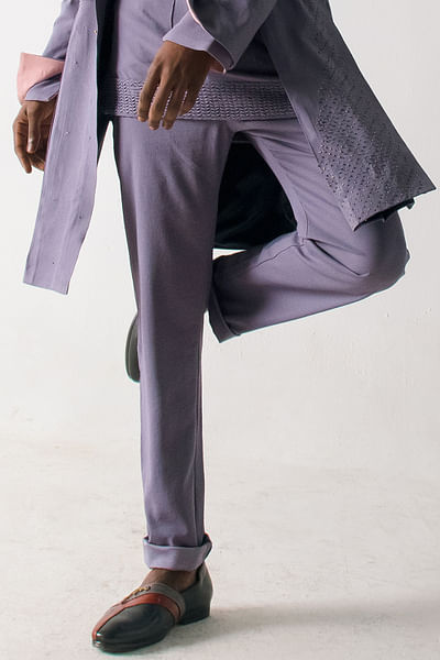 English purple straight trousers