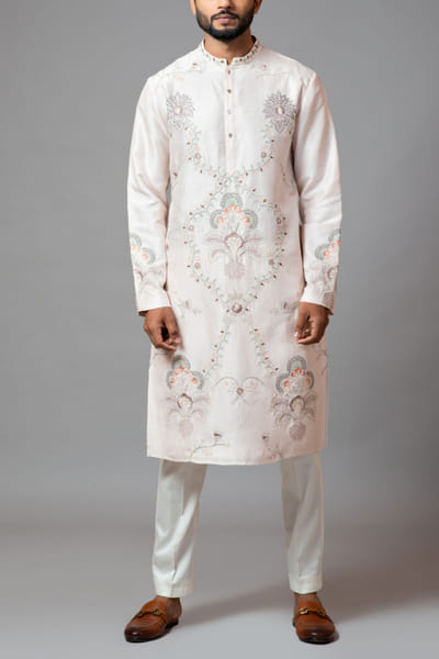 Faded pink embroidered kurta set