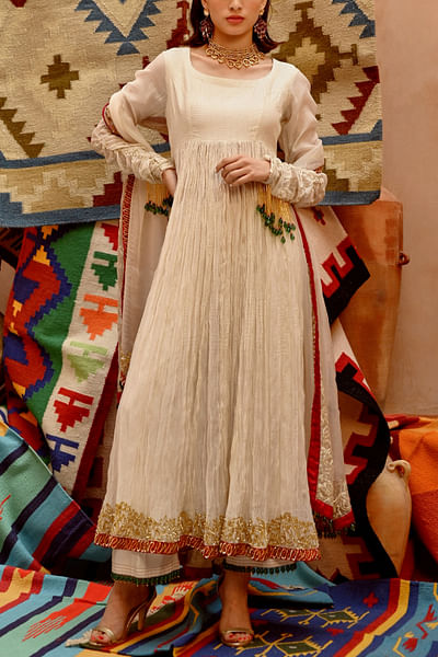 Fawn sequin embroidery anarkali set