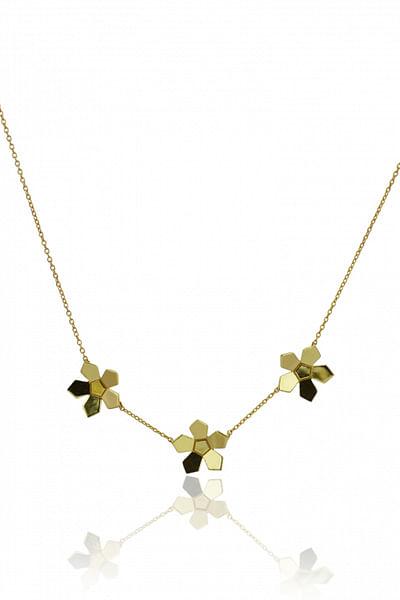Floral gold plated chain necklace