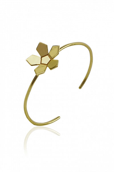 Floral gold plated cuff bracelet