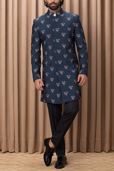 Floral motif printed jacket set