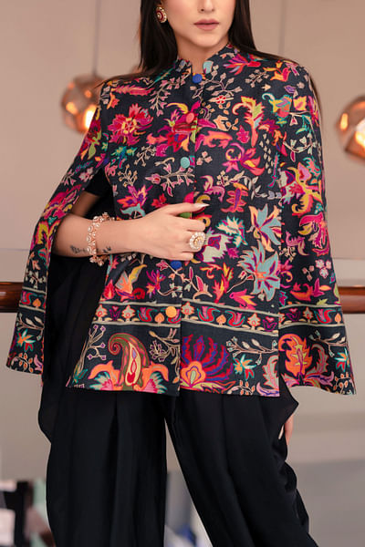 Floral paisley embroidered cape