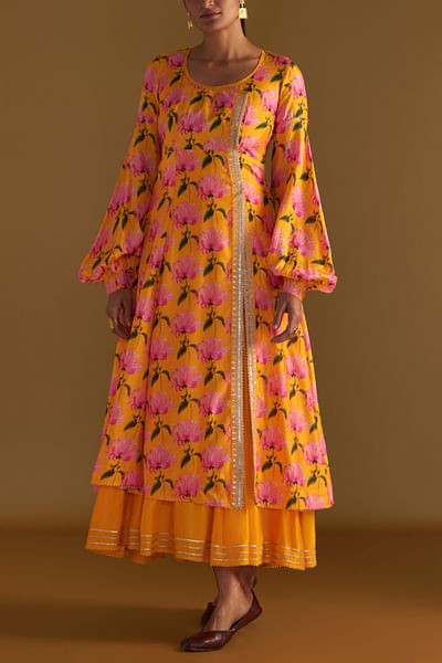 floral print layered dress
