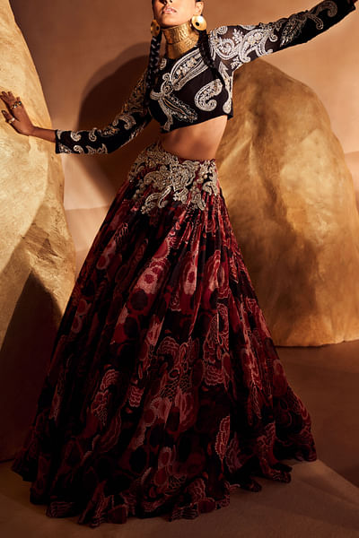 Floral print lehenga set