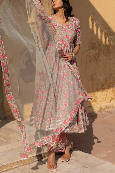 Floral printed anarkali set