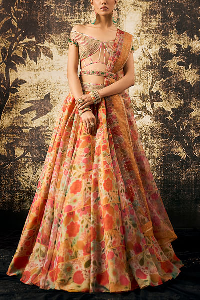 Floral printed lehenga set