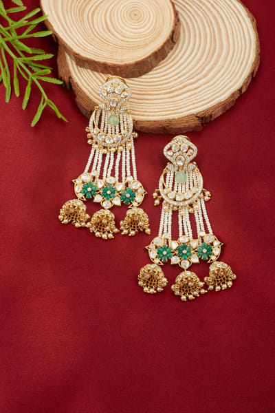 Floral stone and pearl embellished chandeliers