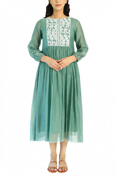 Forest green embroidered tunic