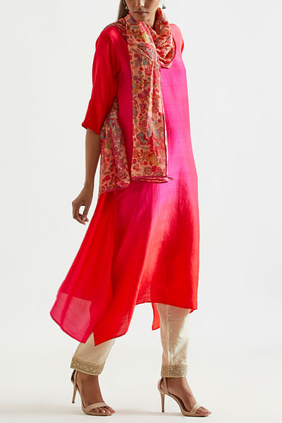 Fuchsia and red ombre dress style kurta set