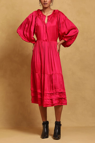 Fuchsia pink pintuck dress