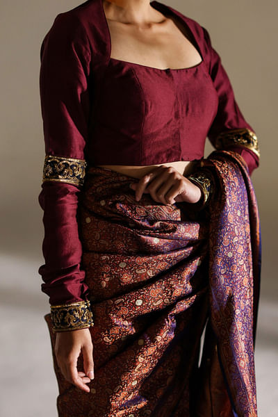Garnet sequin embellished blouse