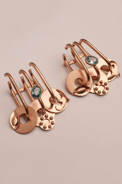 Gold and blue crystal ear cuffs