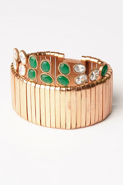 Gold and green crystal cuff