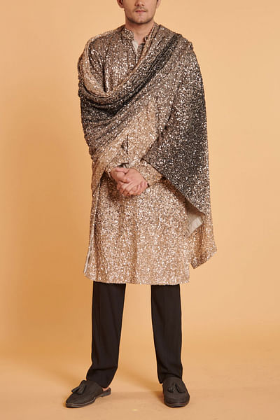 Gold and grey ombre sequinned kurta set