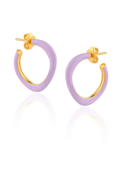 Gold and lavender enamelled half hoops