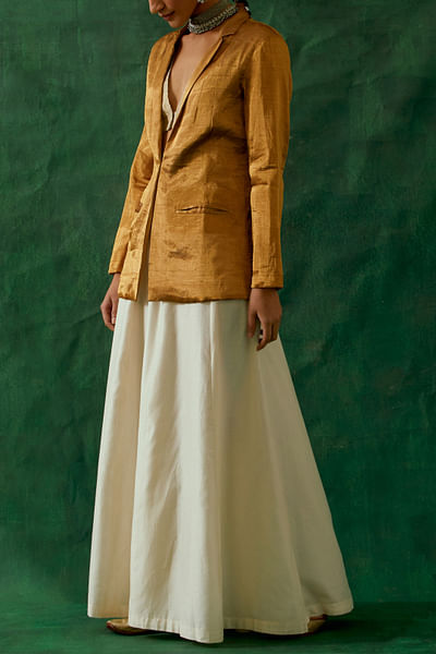 Gold and off-white handwoven jacket set