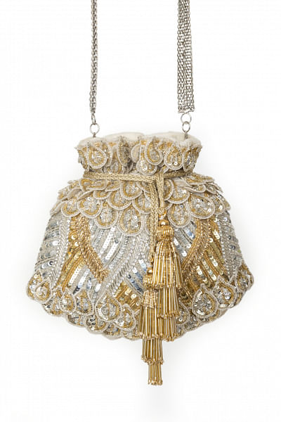 Gold and silver sequin embellished potli bag