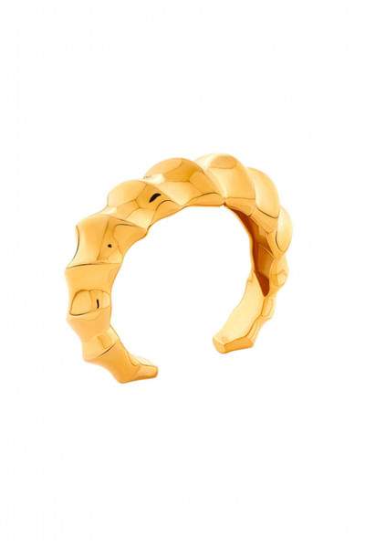 Gold artsy sculpted cuff bangle