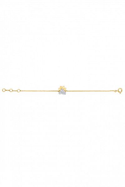 Gold baby paw diamond chain bracelet