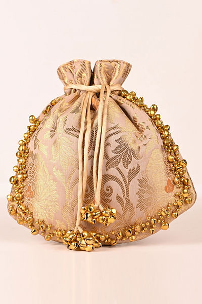 Gold brocade potli bag
