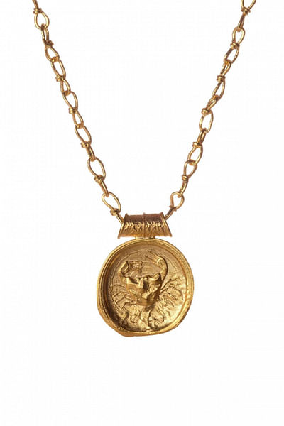Gold Cancer zodiac pendant chain necklace