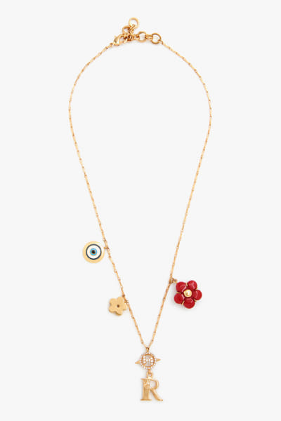 Gold charm personalised pendant necklace