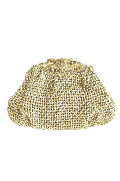 Gold cord woven clutch