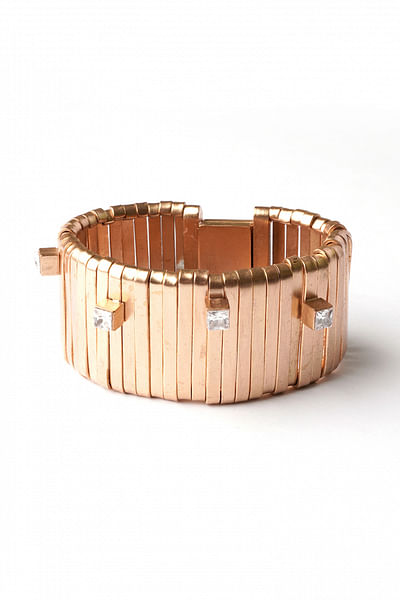 Gold cubic zirconia cuff bracelet