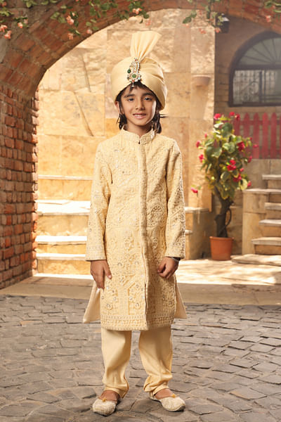 Gold embroidered ajkan set