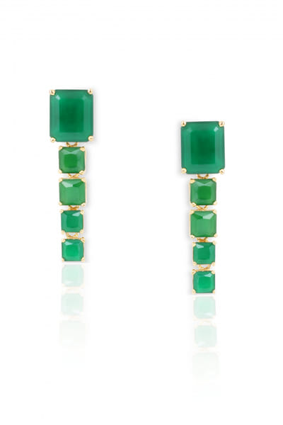 Sica Jewellery Gold faux emerald drop earrings SICFEB2302
