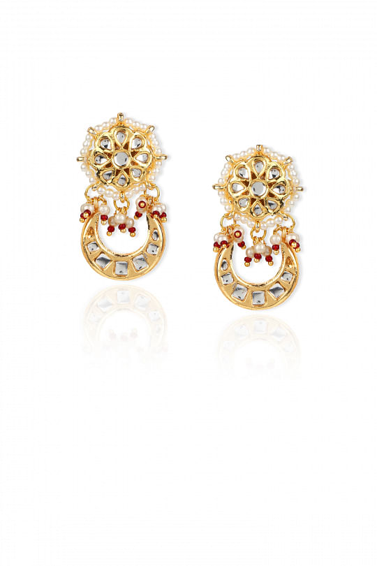 Buy Large gold plated earrings by Eina Ahluwalia at Aashni and Co