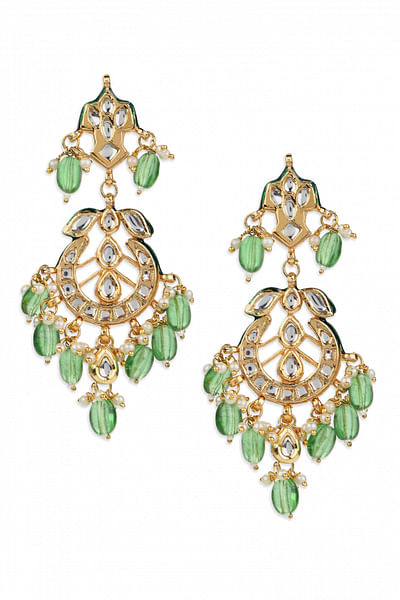 Gold faux kundan and stone studded earrings
