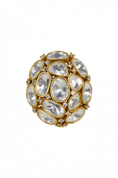 Gold faux polki stone embellished ring