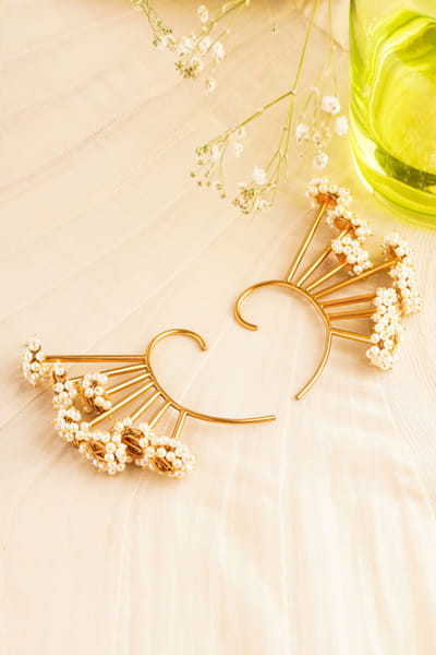 Gold finish embellished ear cuffs