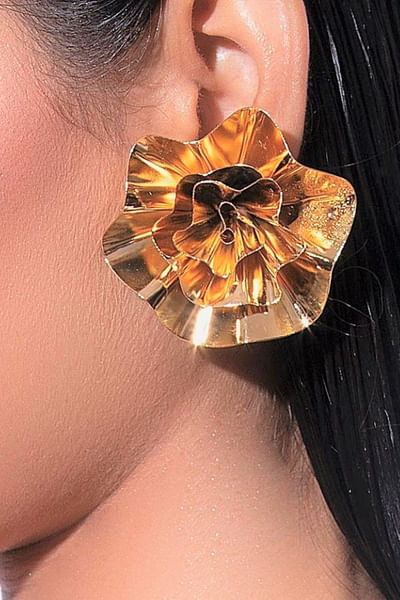 Gold floral earrings