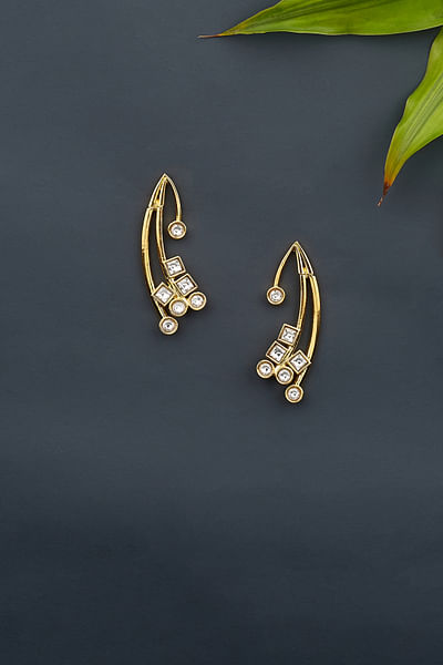 Gold glass polki earrings