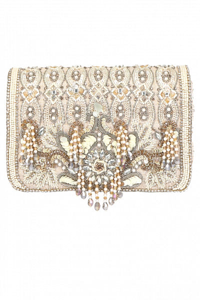Gold hand embellished clutch