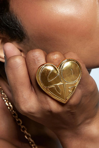 Gold heart-shaped ring