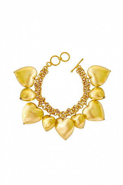 Gold heart shape beaded bracelet