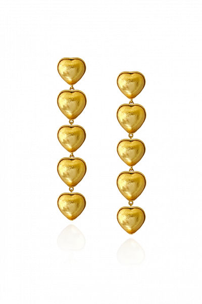 Gold heart shape beaded danglers