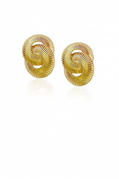Gold infinity textured circular studs