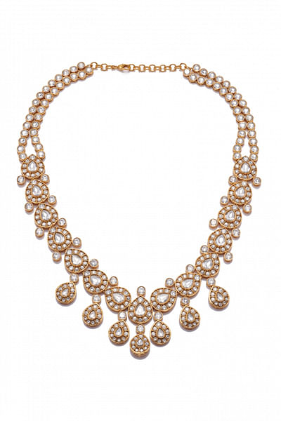 Gold kundan embellished necklace