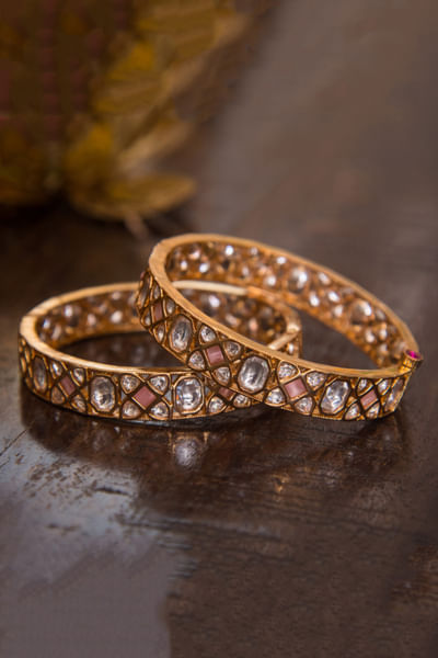 Gold kundan polki bangles